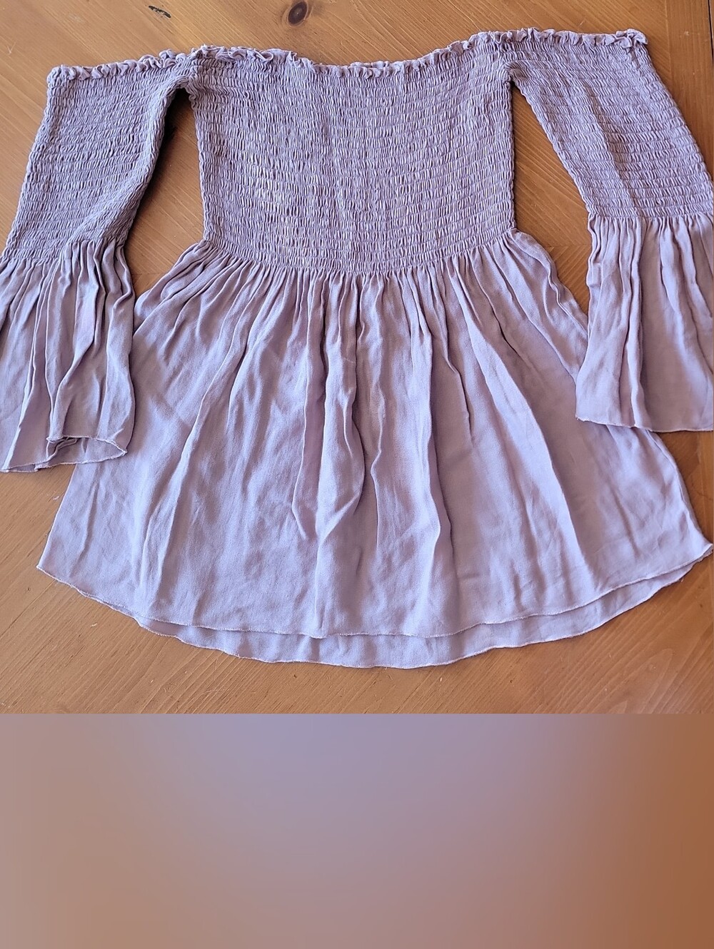 CHASER Mauve Off-Shoulder Smocked Blouse
